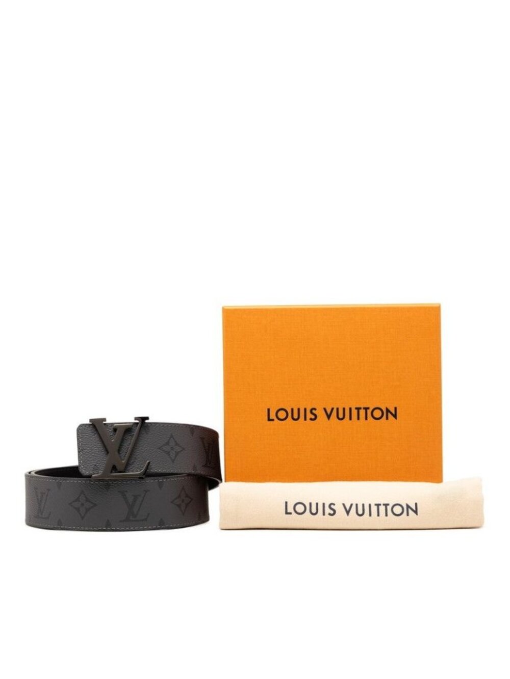 Louis Vuitton Monogram Eclipse Belt LV Initial 40 mm Reversible 95 38 Gray - Picture 5 of 5